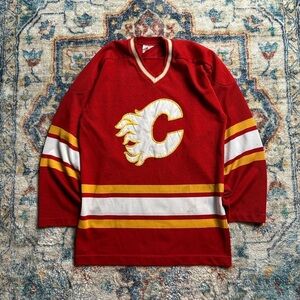 Vintage 80s NHL Calgary Flames Hockey Jersey Medium